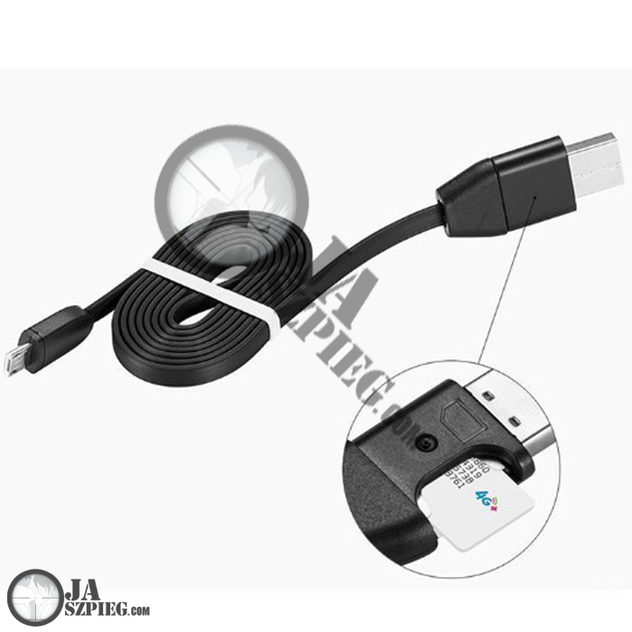Ukryty mikrofon szpiegowski w kablu USB - Podsłuch GSM w kablu micro USB - Szpiegowy kabel USB - ESMUY - MicS8